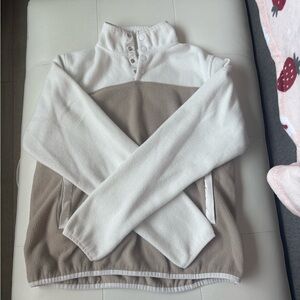 White and Tan Fleece Pullover